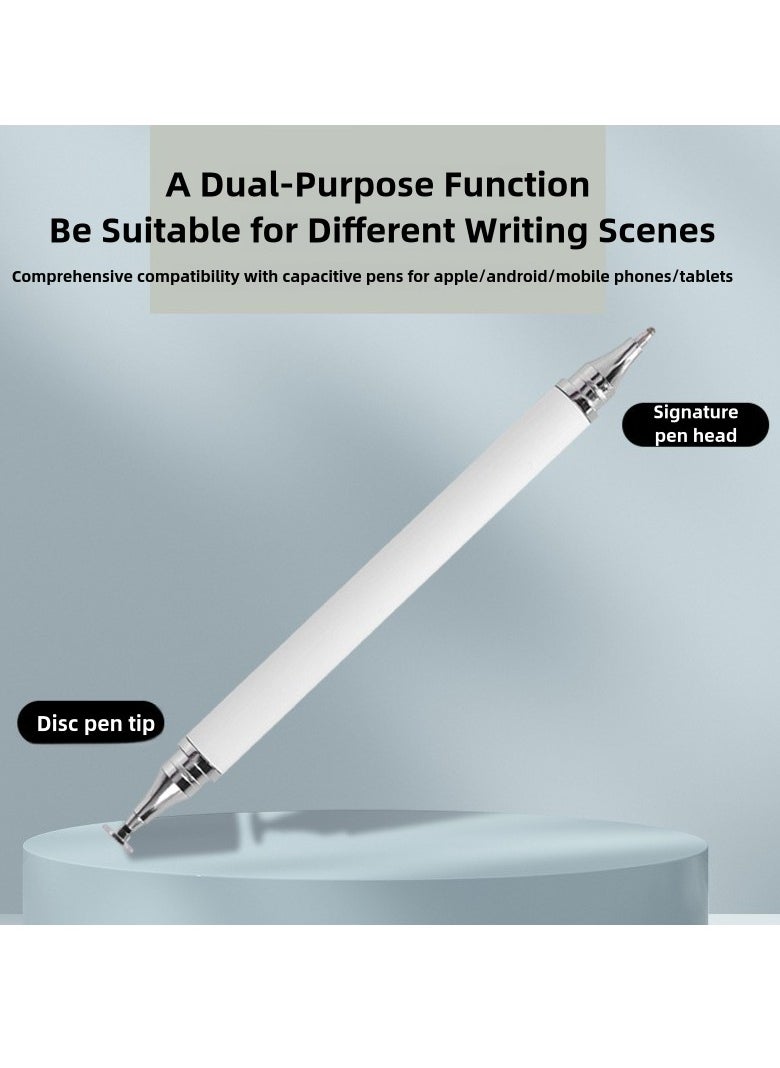 2 in 1 Universal Stylus Pen for Touch Screens Passive Stylus pen Compatible with iOS and Android devices iPad iPhone laptop Samsung phones and tablets for Drawing and Handwriting (White)  - Image 2