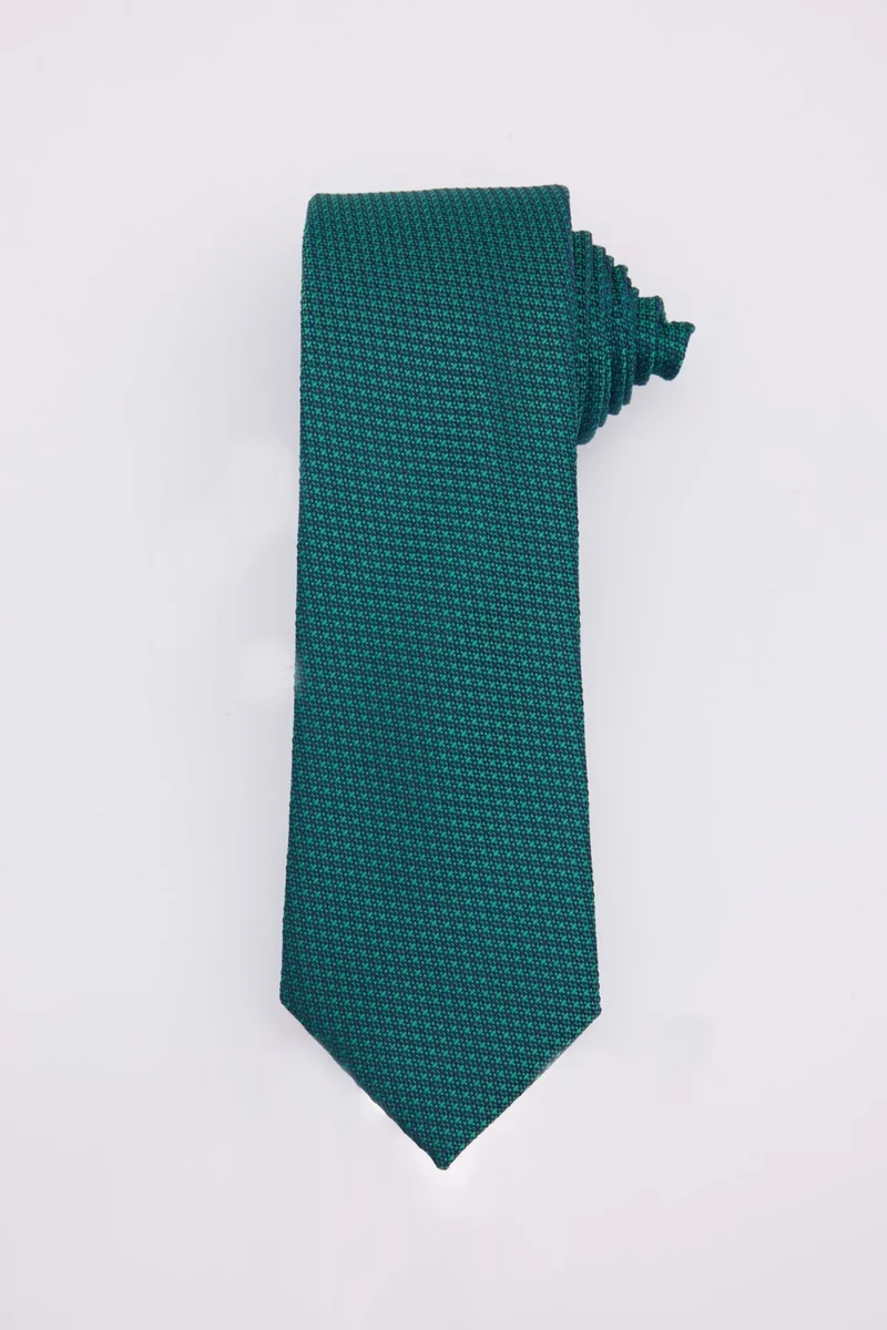 تودورس Classic Patterned Green Tie with Pocket Handkerchief