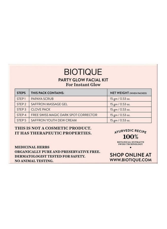 Biotique Party Glow Facial Kit For Instant Glow With Swiss Magic Dark Spot Corrector  - Image 4