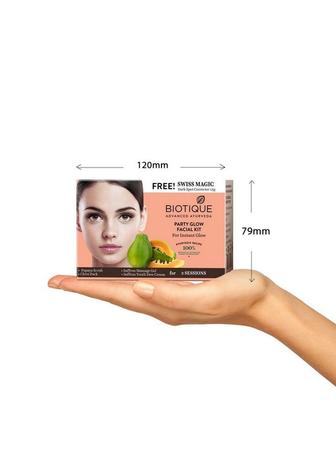 Biotique Party Glow Facial Kit For Instant Glow With Swiss Magic Dark Spot Corrector  - Image 2