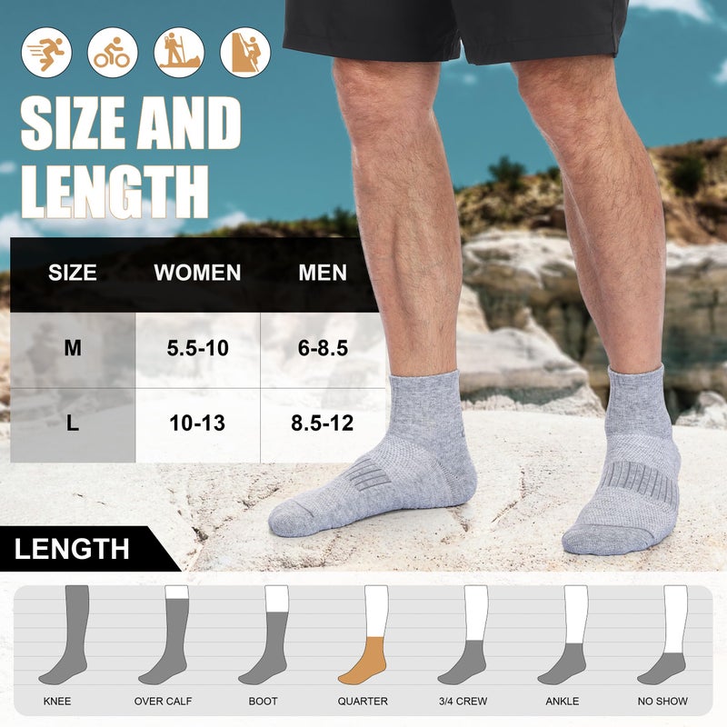 Lapulas Merino Wool Quarter Socks for Men Women, Hiking Running, Cushioned Compression Support, Thermal Thick, 5 Pairs - Image 5
