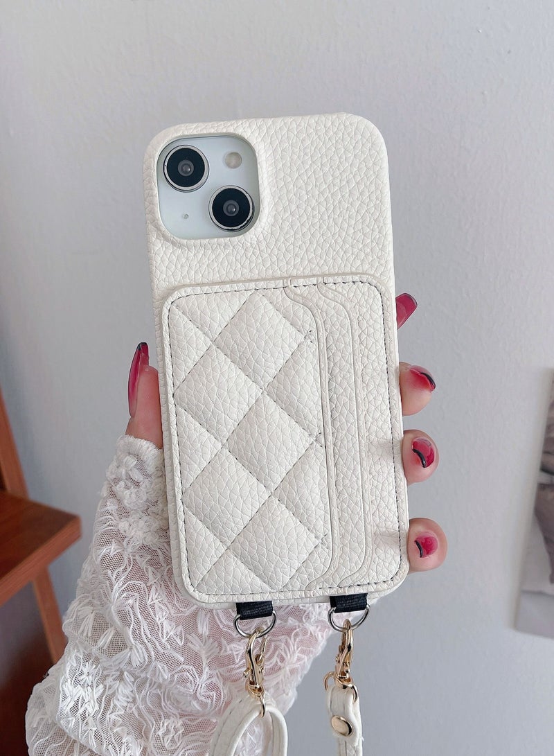 Suteni Crossbody Strap Back Cover Card Slots Leather Phone Case for iPhone