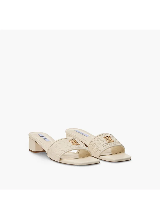 ايل Women's Monogram Print Slip-On Sandals with Block Heels
