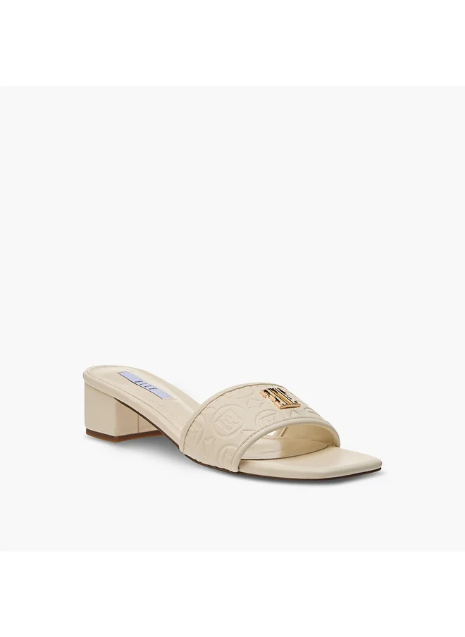 ايل Women's Monogram Print Slip-On Sandals with Block Heels