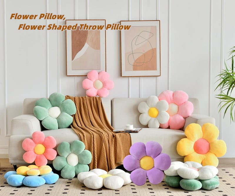 Vdoioe Flower Shaped Throw Pillow - Blue Flower Plush Throw Pillow for Floor Seating Cushions - Image 3
