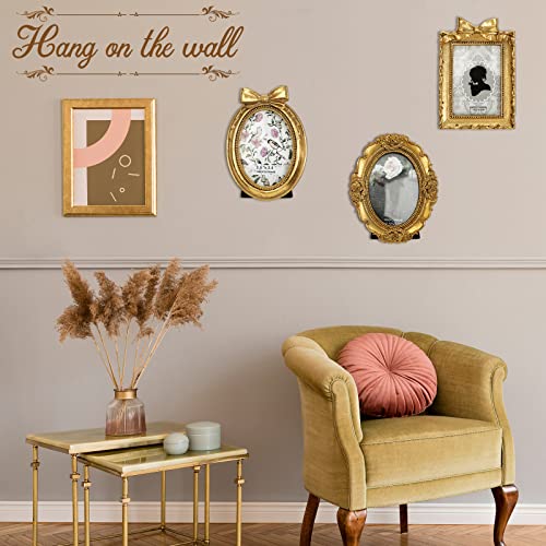 Vicenpal 3 Pcs Tiny Picture Ornate Frames Small Vintage Oval Picture Frames Gold Vintage Baroque Ornate Antique Resin Frame Table Top Display Frame for Home Wedding Decor(2.5 x 3.5 Inch,Gold) - Image 4