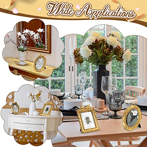 Vicenpal 3 Pcs Tiny Picture Ornate Frames Small Vintage Oval Picture Frames Gold Vintage Baroque Ornate Antique Resin Frame Table Top Display Frame for Home Wedding Decor(2.5 x 3.5 Inch,Gold) - Image 5