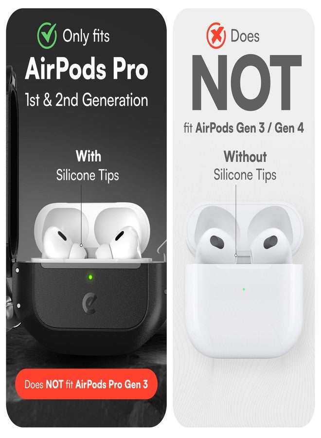 Keybudz for AirPods Pro 2 Case with Lock - Fully Waterproof AirPods Pro 2nd Generation Case Cover - Keychain, Rugged Tough Protection, Hard Shell and Carabiner for USB-C/Lightning (Carbon Black) - Image 2