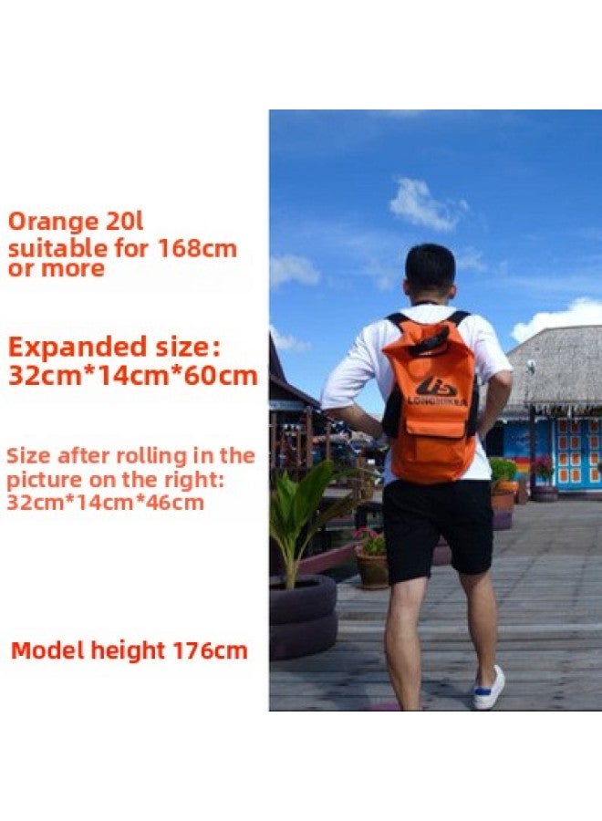 Generic Outdoor Waterproof Bag Upstream Drifting Swimming Backpack Men's Storage Bag Female Diving Snorkeling Seaside Backpack 20L-Color:Classic Version Orange 20L  - Image 1