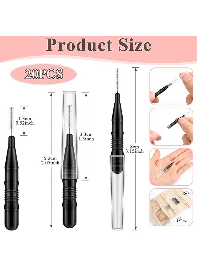 Generic 20Pcs Micro Eyebrow Brush with Cap, Brow Lamination Brush Spoolies for Eyebrow Eyelash Brow Brush Lash Filler, Eyebrow Lash Lift And Tint Tools for Brows and Lashes Comb Extensions - Image 2