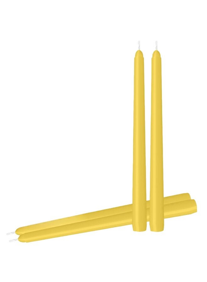 يُسلِّم 4 قطع من حوامل الشموع المخروطية، مصنوعة يدوياً، بطول 10 بوصات، بدون دخان، مناسبة للمنزل، وحفلات الزفاف، وأعياد الميلاد، وديكور المنزل (أصفر) - Image 1