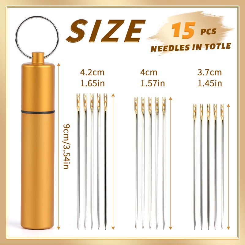 GarfxG 15 Pieces Self Threading Needles Easy Threading Steel Needles for Hand Sewing Needles with A Metal Tube for Storing Stainless Steel Handmade Sewing Embroidery Needle Accessories - Image 2