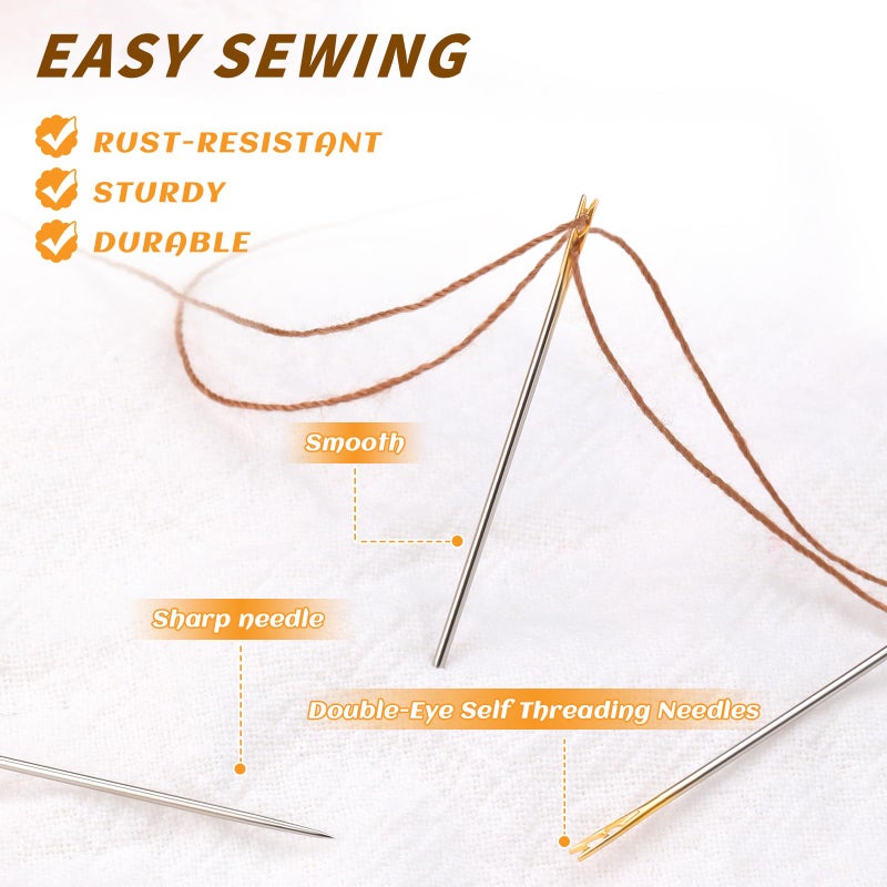 GarfxG 15 Pieces Self Threading Needles Easy Threading Steel Needles for Hand Sewing Needles with A Metal Tube for Storing Stainless Steel Handmade Sewing Embroidery Needle Accessories - Image 3