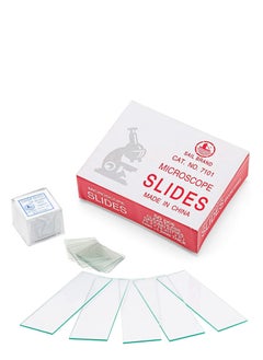 50 pcs Pre-Cleaned Blank Ground Edge Glass Microscope Slides and 100 pcs Pre-Cleaned Microscope Coverslips suitable for monocular binocular Trinocular Microscopes