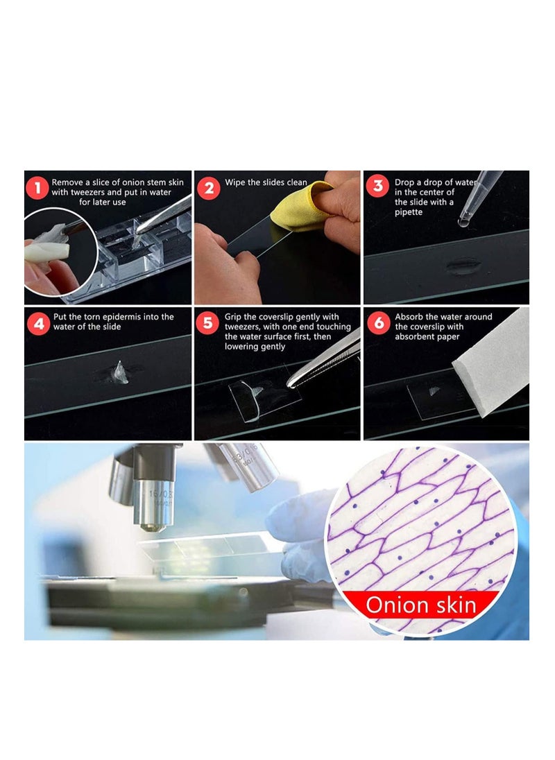 Premify - 50 pcs Pre-Cleaned Blank Ground Edge Glass Microscope Slides and 100 pcs Pre-Cleaned Microscope Coverslips suitable for monocular binocular Trinocular Microscopes - Image 1