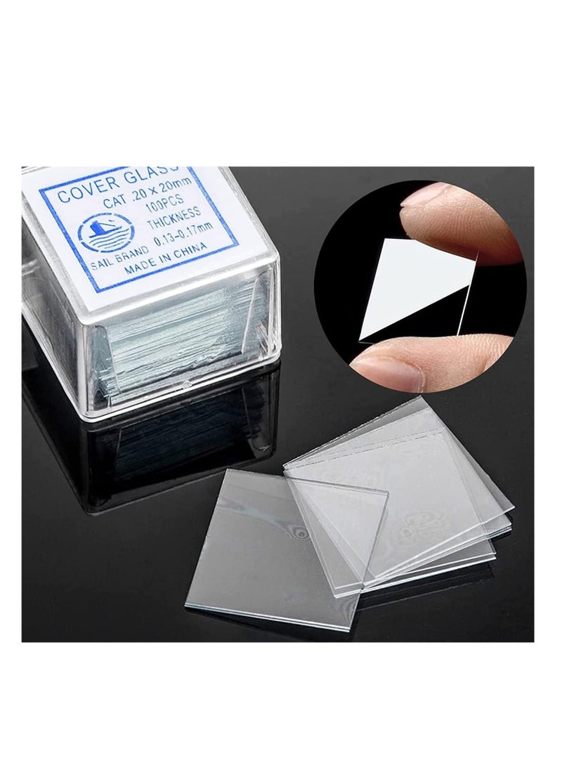Premify - 50 pcs Pre-Cleaned Blank Ground Edge Glass Microscope Slides and 100 pcs Pre-Cleaned Microscope Coverslips suitable for monocular binocular Trinocular Microscopes - Image 1