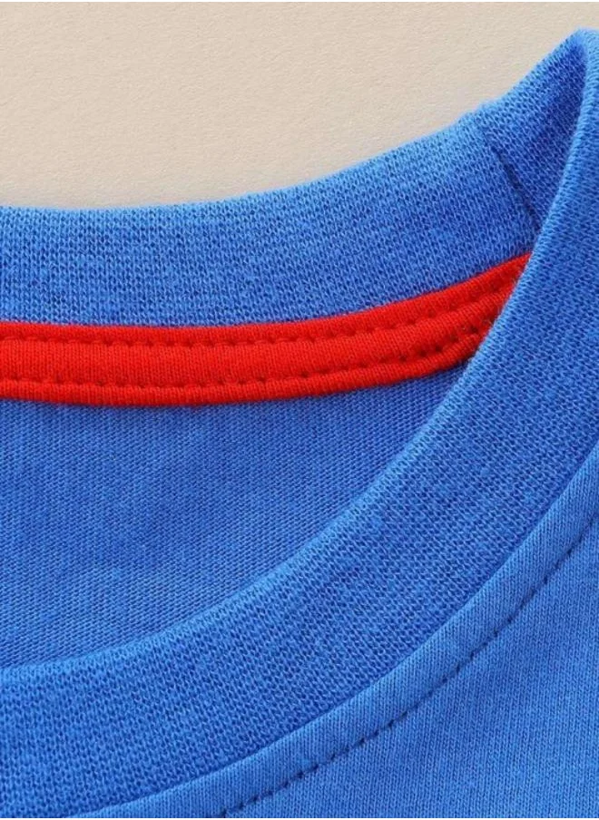 YUNIQEE Blue Printed Short Sleeve Crew Neck T-Shirt