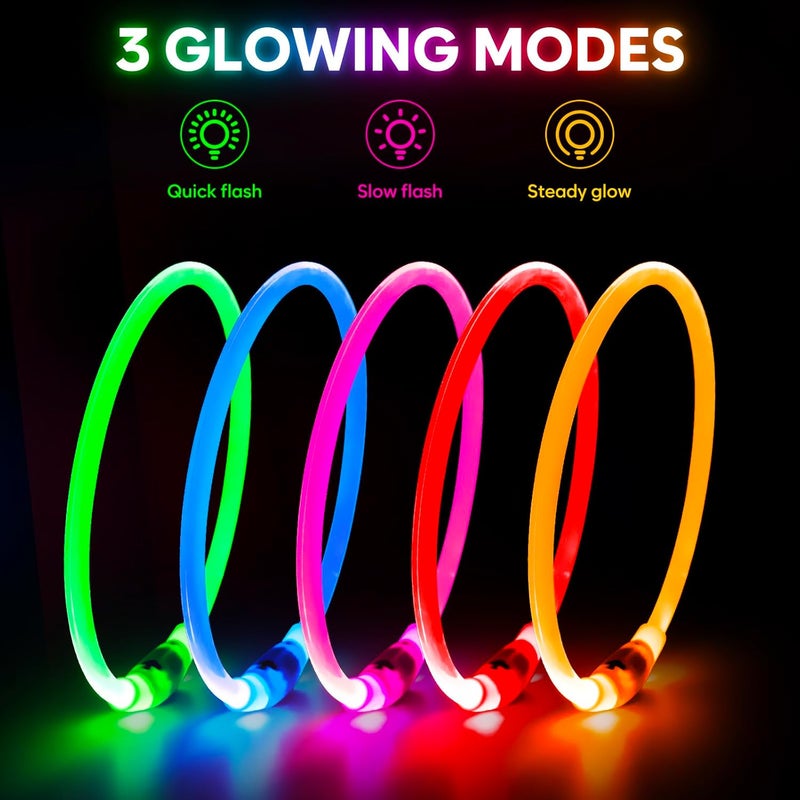 أطواق كلاب مضيئة في الظلام - طوق كلب LED مقاوم للماء، طوق كلب مضيء ساطع، ضوء طوق كلب من TPU قابل للقطع للكلاب الصغيرة والمتوسطة والكبيرة للمشي ليلاً (أزرق) - Image 2