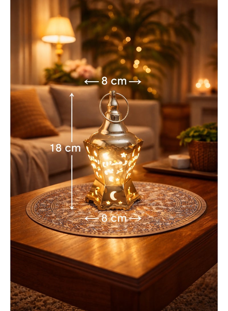 فانوس رمضان ميني ديكور منزلي فاخر – موديل 7473-5 – معدن ذهبي مضيء - Image 3