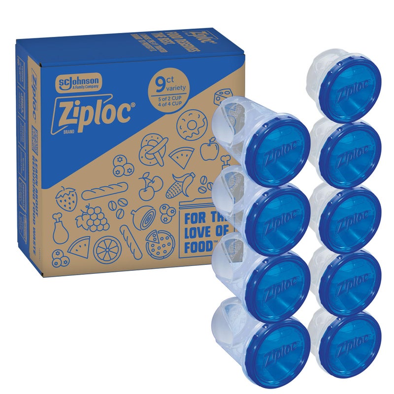Ziploc Brand Twist n Loc Food Storage Containers, Leak Resistant Design, Small Round, 9 count - Image 1