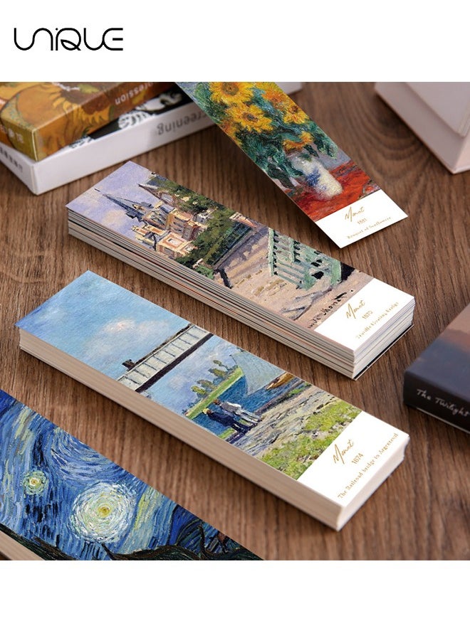 Unique 30 PCS Van Gogh Monet Oil Painting Bookmark, Starry Night Sunflower Famous Painting Abstract Art Bookmark, Retro Aesthetic Art Poster Bookmark Set, For Book Lovers, Students  - Image 5