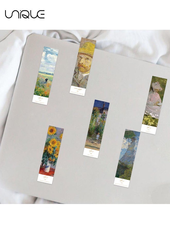30 PCS Van Gogh Monet Oil Painting Bookmark, Starry Night Sunflower Famous Painting Abstract Art Bookmark, Retro Aesthetic Art Poster Bookmark Set, For Book Lovers, Students