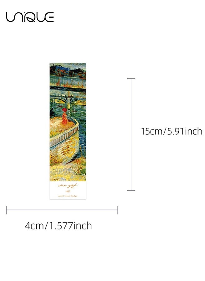 Unique 30 PCS Van Gogh Monet Oil Painting Bookmark, Starry Night Sunflower Famous Painting Abstract Art Bookmark, Retro Aesthetic Art Poster Bookmark Set, For Book Lovers, Students  - Image 2