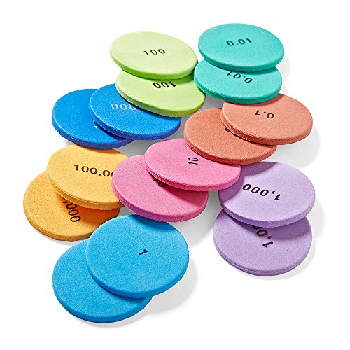 hand2mind Soft Foam Place Value Disks 8 Values, Counting Chips for Kids, Math Counters Kindergarten, Math Teacher Supplies, Base 10 Math Manipulatives for Elementary School (Pack of 200) - Image 2