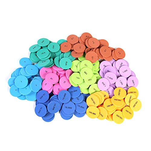 hand2mind Soft Foam Place Value Disks 8 Values, Counting Chips for Kids, Math Counters Kindergarten, Math Teacher Supplies, Base 10 Math Manipulatives for Elementary School (Pack of 200) - Image 1