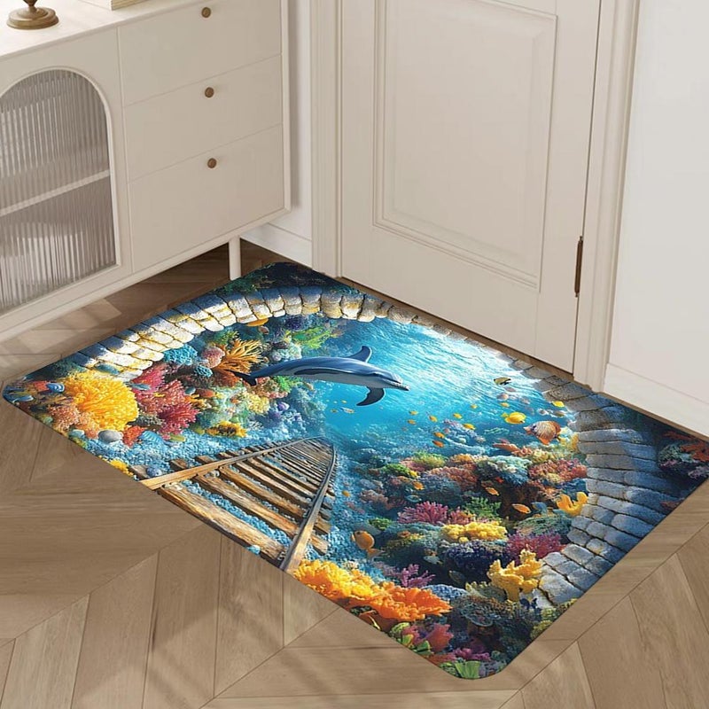 3D visual diatomaceous earth floor mat is stain-resistant, easy to clean, and suitable for home use, bathroom entrances, and is absorbent and non-slip. - Image 3