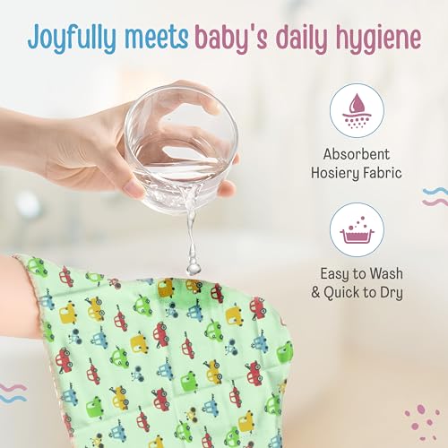 Luv Lap LuvLap Hosiery Cotton Cloth Premium Baby Washcloth for New Born, Washable (22 cm x 22 cm), Reusable, Absorbent, Extra Soft Face Towels/Washcloth for Babies, Giraffe Print, Pack of 7 Pcs, Multicolour - Image 5