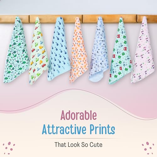 Luv Lap LuvLap Hosiery Cotton Cloth Premium Baby Washcloth for New Born, Washable (22 cm x 22 cm), Reusable, Absorbent, Extra Soft Face Towels/Washcloth for Babies, Giraffe Print, Pack of 7 Pcs, Multicolour - Image 4