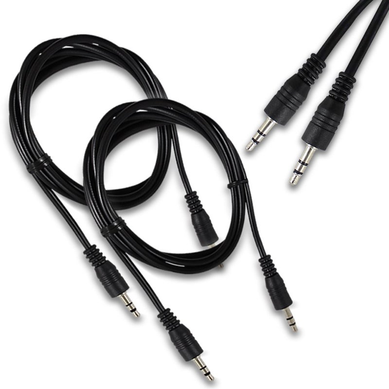 Fenzer 2 Pack AUX Cable, (6.6ft/2m, Hi-Fi Sound) 3.5mm TRS Auxiliary Audio Cable Cord Compatible with Car, Home Stereos, Speaker, iPod, iPad, Headphones, Sony, Echo Dot, Beats (Black) - Image 1