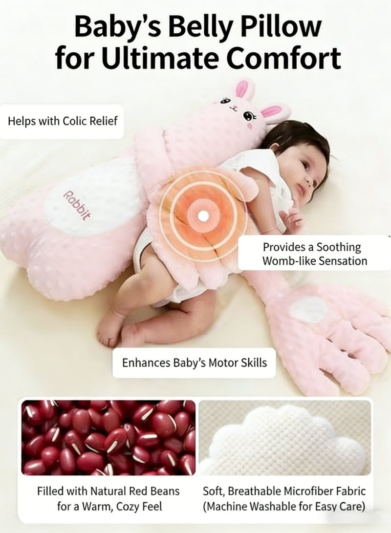 Joudiplay Baby Soothing Wonder, Prevents Startle Reflex During Sleep, Comforting Children's Sleep Pillow with Hand Support, Baby Holding Pillow for Rocking and Pat-to-Sleep, Bean-Filled Pink Rabbit [7A Antibacterial Heat Pad for Warm Tummy, Hugs Both Hands for Sleep], All-Season Use, Suitable for Any Sleeping Position - Image 5