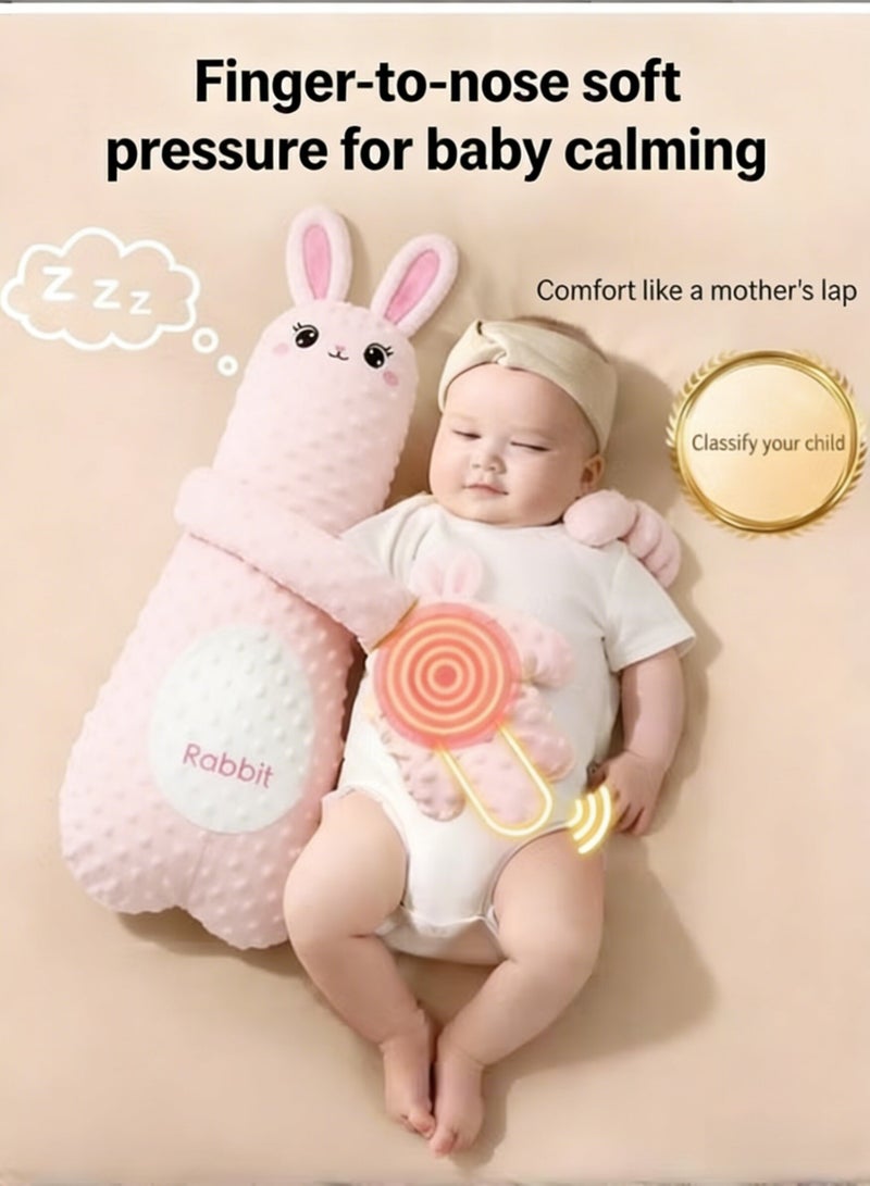 Joudiplay Baby Soothing Wonder, Prevents Startle Reflex During Sleep, Comforting Children's Sleep Pillow with Hand Support, Baby Holding Pillow for Rocking and Pat-to-Sleep, Bean-Filled Pink Rabbit [7A Antibacterial Heat Pad for Warm Tummy, Hugs Both Hands for Sleep], All-Season Use, Suitable for Any Sleeping Position - Image 4
