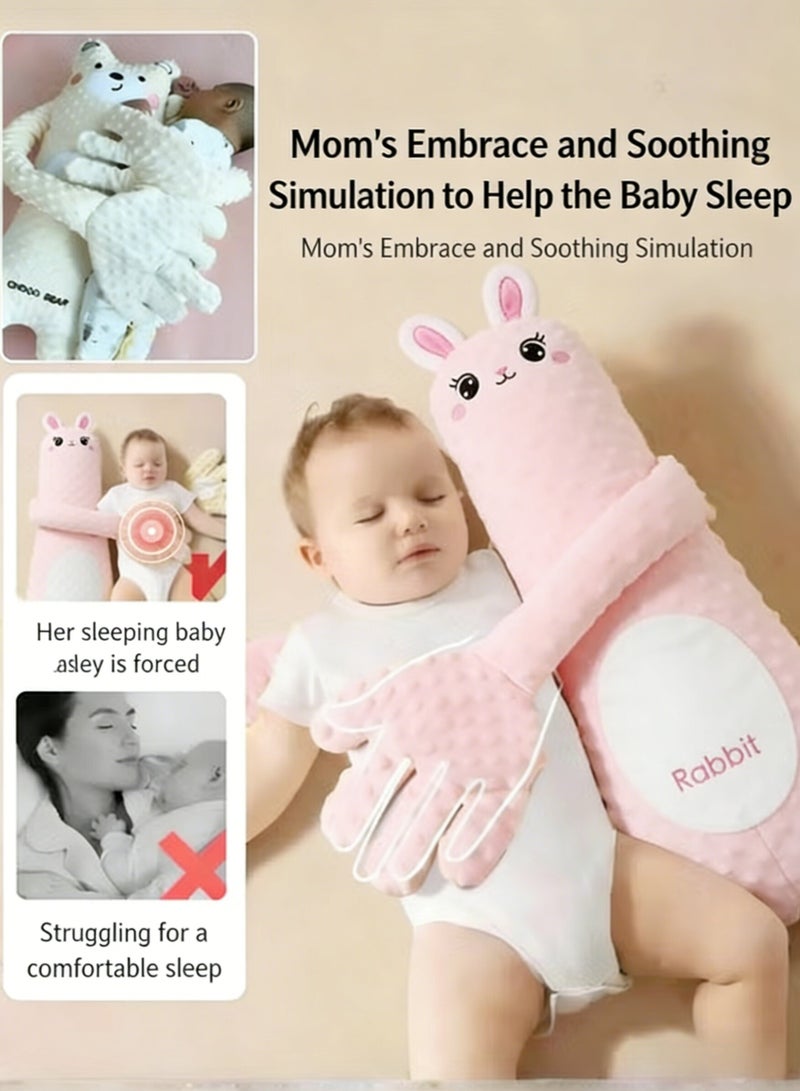 Joudiplay Baby Soothing Wonder, Prevents Startle Reflex During Sleep, Comforting Children's Sleep Pillow with Hand Support, Baby Holding Pillow for Rocking and Pat-to-Sleep, Bean-Filled Pink Rabbit [7A Antibacterial Heat Pad for Warm Tummy, Hugs Both Hands for Sleep], All-Season Use, Suitable for Any Sleeping Position - Image 3