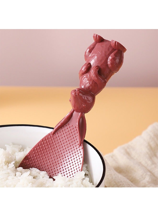 قطعتان من ملعقة الأرز غير اللاصقة على شكل أرنب مبتكر، ملعقة واقفة من مادة البولي بروبيلين الملائمة للطعام، ملعقة أرز منزلية لطهي الأرز (أصفر + أحمر) - Image 4