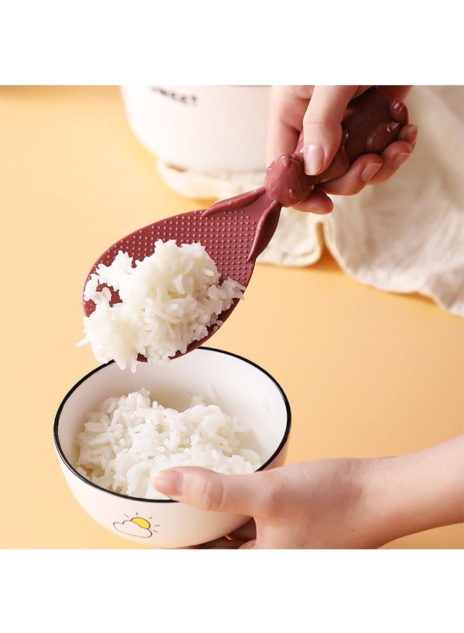قطعتان من ملعقة الأرز غير اللاصقة على شكل أرنب مبتكر، ملعقة واقفة من مادة البولي بروبيلين الملائمة للطعام، ملعقة أرز منزلية لطهي الأرز (أصفر + أحمر) - Image 3
