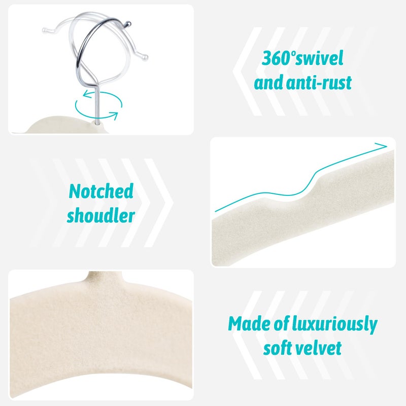 Sishynio Premium Velvet Shirt Hangers 30 Pack, Non-Slip 360Â° Swivel Hook Slim Flocked Coat Hanger, Space Saving Felt Hanger for for Tank Top, Blouses, Strappy Dresses - Image 3