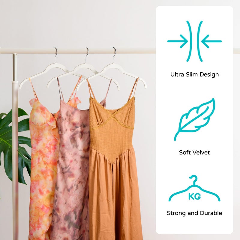 Sishynio Premium Velvet Shirt Hangers 30 Pack, Non-Slip 360Â° Swivel Hook Slim Flocked Coat Hanger, Space Saving Felt Hanger for for Tank Top, Blouses, Strappy Dresses - Image 2