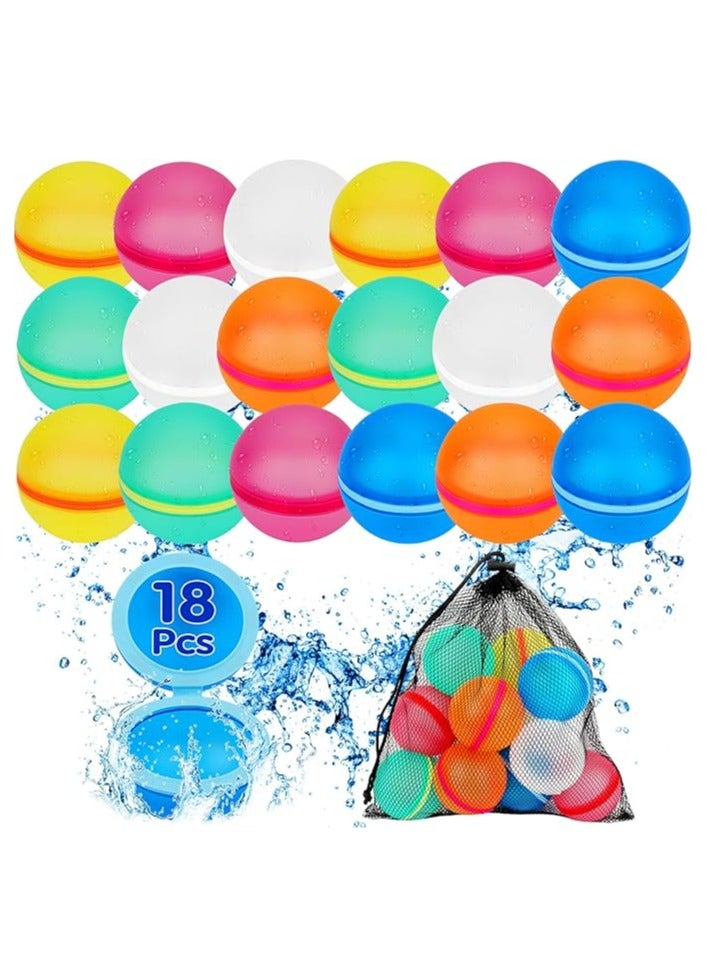 general Magnetic Reusable Water Balloons for Kids: 18 Refillable Water Balloons Quick Fill Self Sealing Water Bomb Toys Summer Party Water Balloon Pool Yard Outdoor Water Play Toys Suitable for children aged 3-12 years - Image 1