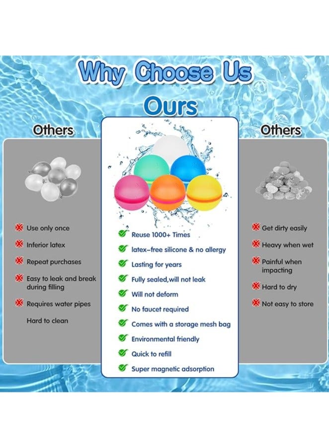 general Magnetic Reusable Water Balloons for Kids: 18 Refillable Water Balloons Quick Fill Self Sealing Water Bomb Toys Summer Party Water Balloon Pool Yard Outdoor Water Play Toys Suitable for children aged 3-12 years - Image 5