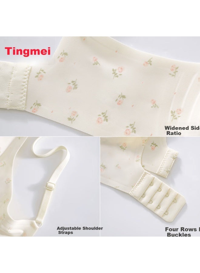 GRACEWELL Tingmei Floral Lace Trim Seamless Youth Bra For Small Bust, Push-up, Side Support, Anti-sagging, Teen Girls - Image 3
