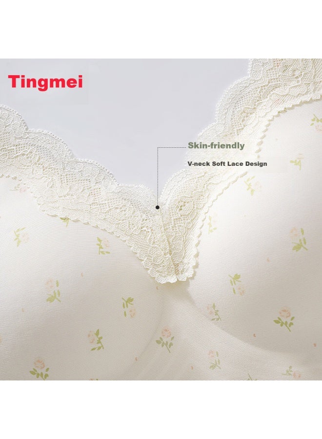 GRACEWELL Tingmei Floral Lace Trim Seamless Youth Bra For Small Bust, Push-up, Side Support, Anti-sagging, Teen Girls - Image 2