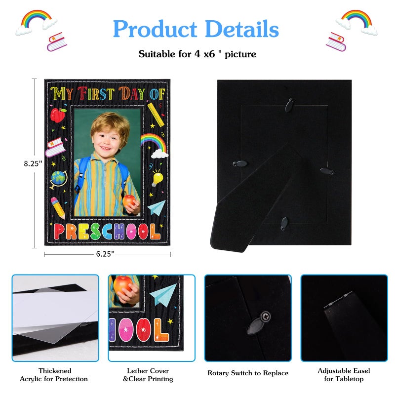 WhatSign WhatSign First Day of School Frame 4x6 - My First Day of Preschool Picture Frame for Kids Girls Boys Back to School First Day of Preschool Frame Gifts  - Image 1