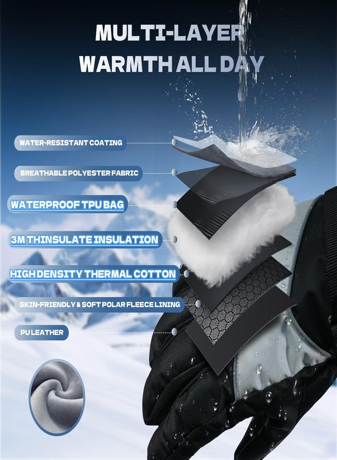COFIT Ski Gloves for Men and Women, 3M Thinsulate C100 Insulated Winter Gloves Waterproof Windproof Touchscreen Snow Gloves for Skiing, Snowboarding, Hiking & Outdoor Work - Black L - Image 2