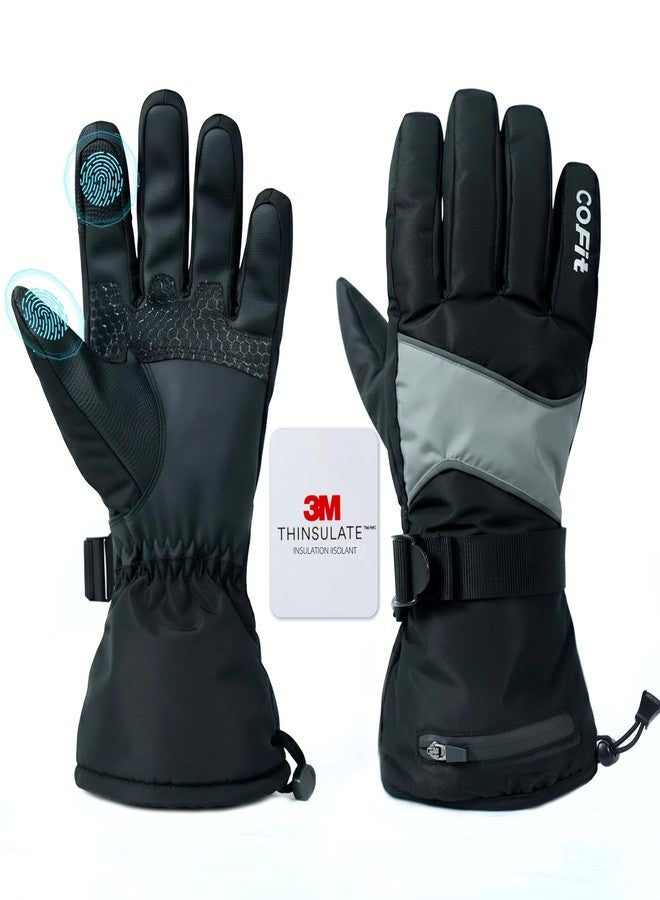 COFIT Ski Gloves for Men and Women, 3M Thinsulate C100 Insulated Winter Gloves Waterproof Windproof Touchscreen Snow Gloves for Skiing, Snowboarding, Hiking & Outdoor Work - Black L - Image 1
