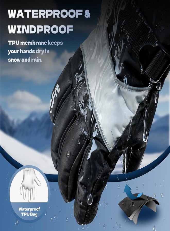 COFIT Ski Gloves for Men and Women, 3M Thinsulate C100 Insulated Winter Gloves Waterproof Windproof Touchscreen Snow Gloves for Skiing, Snowboarding, Hiking & Outdoor Work - Black L - Image 3