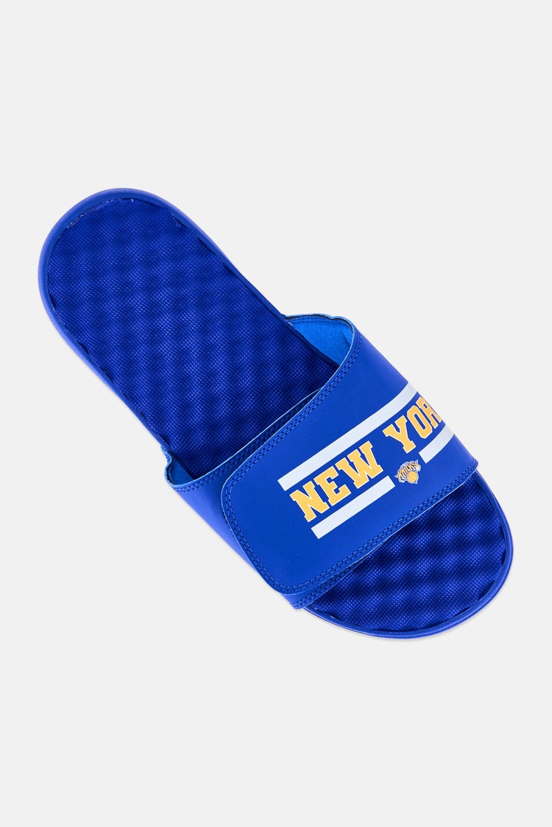 ISlide Men New York Knicks Bar Logo Slip On Slides, Blue - Image 4