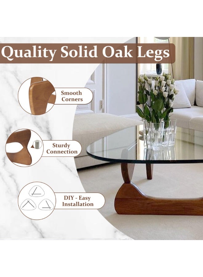 WALALLA Modern Glass Coffee Table for Living Room, Small mid Century Coffee Table, Stylish Coffee Tables, Suitable for Bedroom Living Room Reception Office Tables(Walnut/Transparent) - Image 4